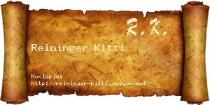 Reininger Kitti névjegykártya